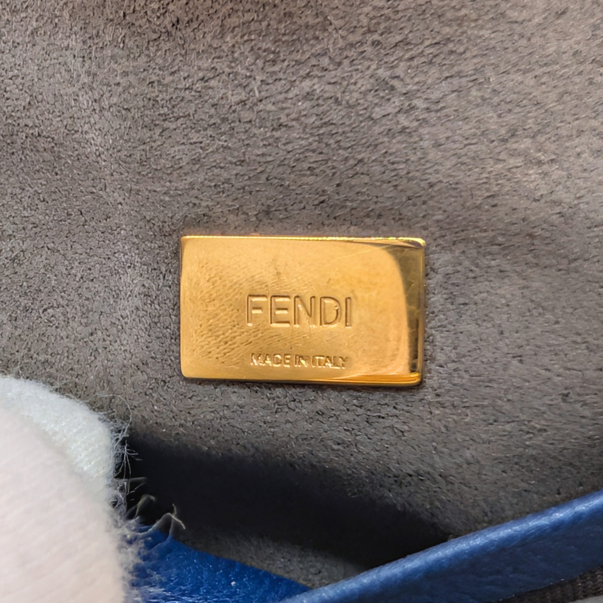 Fendi Peekaboo Micro Shearling Bag Blue
