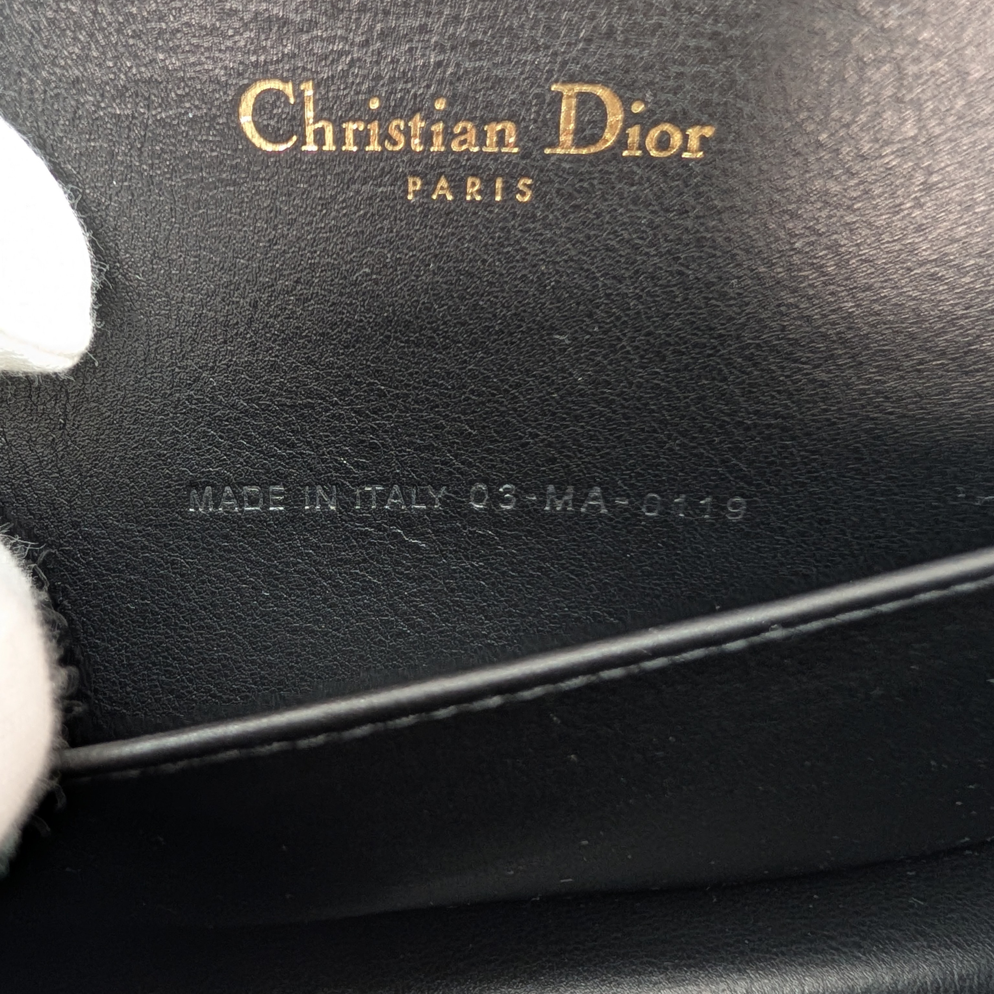 Dior Lady Dior 黑色 Cannage 漆皮手拿袋