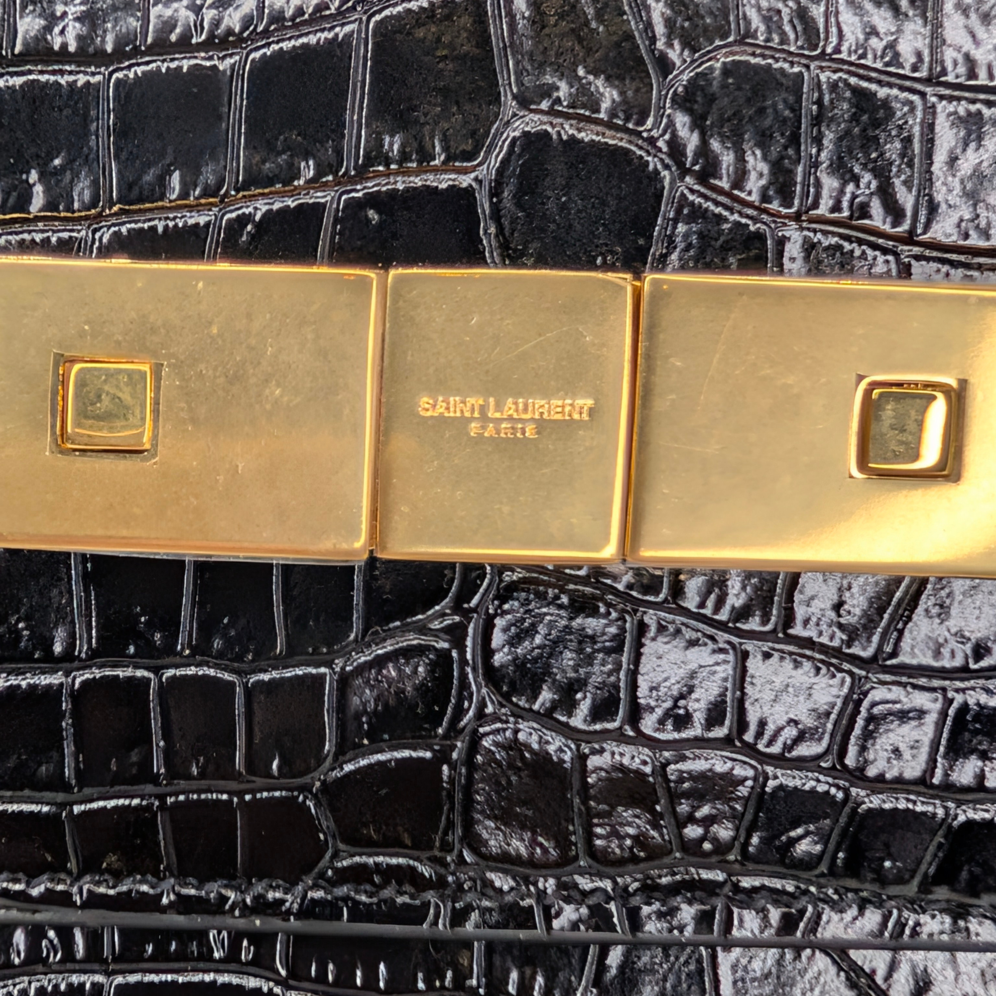 Saint Laurent Manhattan Medium Crocodile Embossed Shoulder Bag