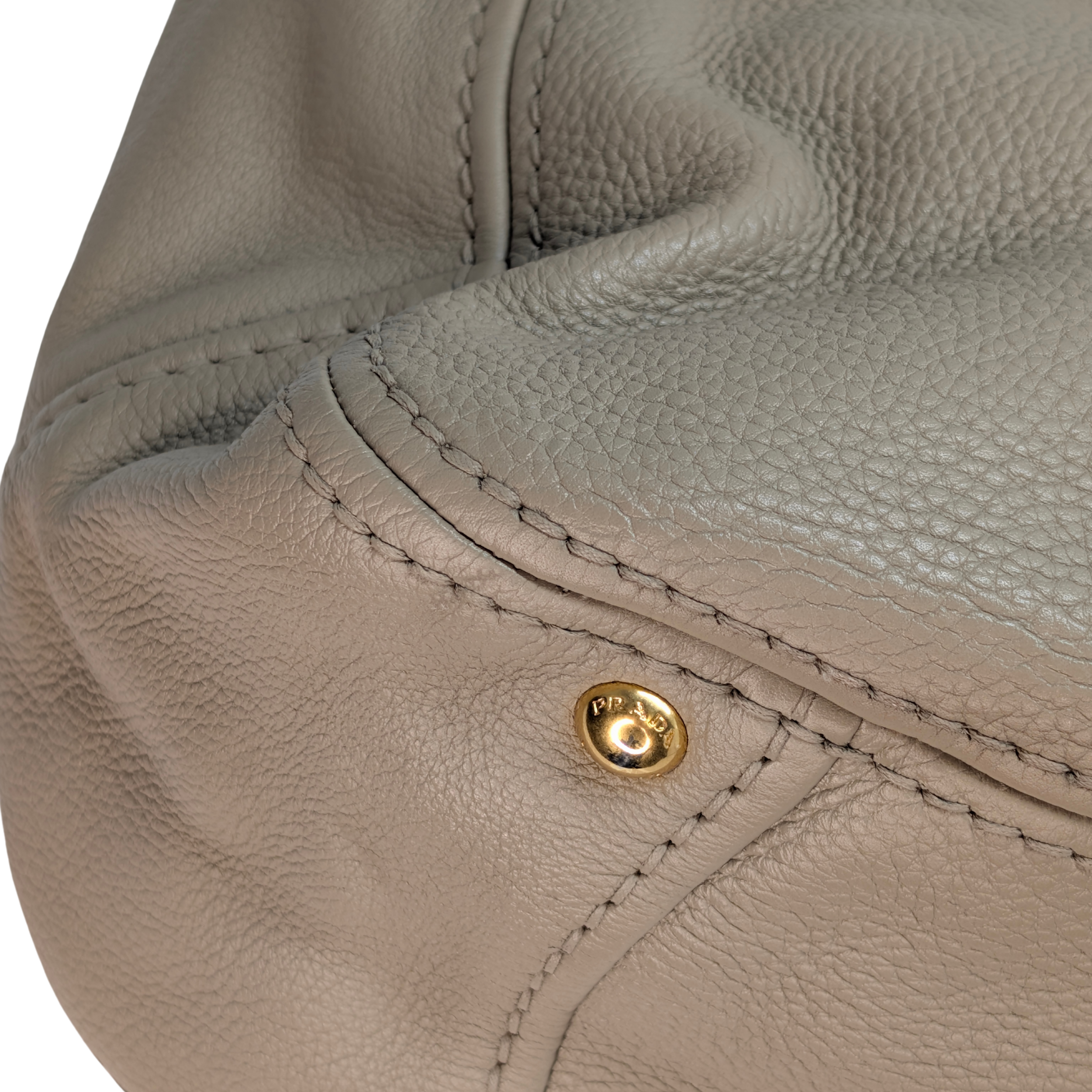 Prada Pomice Vitello Daino Leather Tote Bag Beige